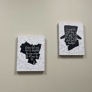 Pride and Prejudice Silhouette Mr Darcy Lizzie Bennett Portrait Canvas Paintings